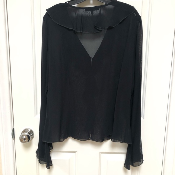 Karen Kane sheer black ruffled blouse - Picture 2 of 7